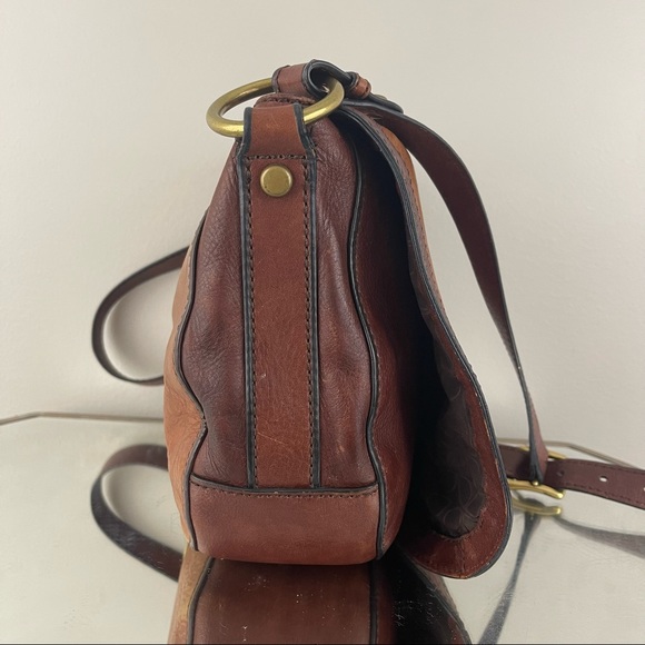 FOSSIL Vintage Reissue Dual Tone Brown Leather Flap Crossbody Messenger Bag - Picture 9 of 16